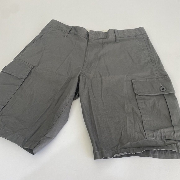 Dockers Men's Shorts W34 Solid Gray Cotton Button‎ Cargo Pockets Cotton Comfort - Picture 1 of 16